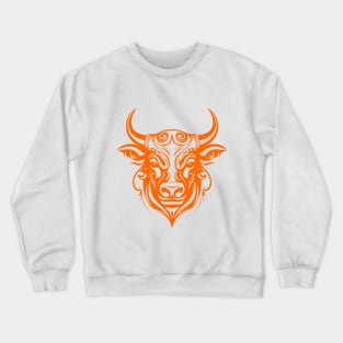 Orange taurus bull tribal design Crewneck Sweatshirt